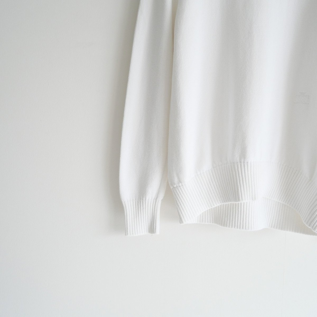 Drawer - ドゥロワー 【美品】6513-199-1027 ロゴ刺繍 7G天竺編みコットン クルーネックニットセーター/ 1 DRAWER 美品 Drawer ドゥロワー 6513-199-1027 ロゴ刺繍 7G天竺