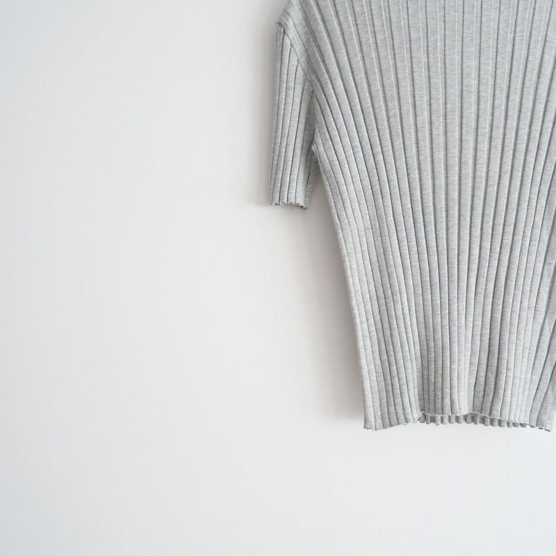 2022 / ebure / シアーコットンアセテート クルーネック五分袖ニット  