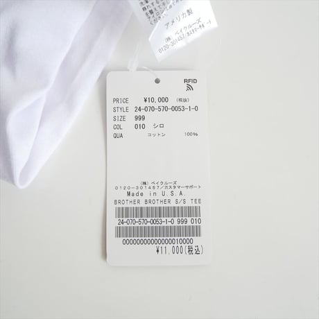 人気完売品 / 未使用 / L'Appartement購入品 / BROTHER BROTHER S/S TEE 24070570005310 / 2604-1340