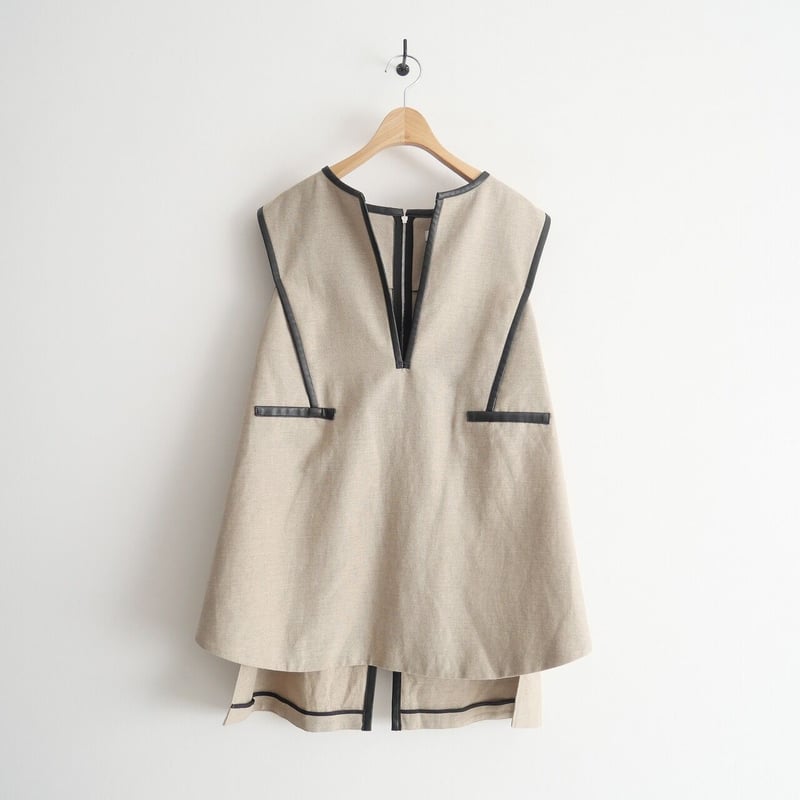 ADORE 新品37,400円 麻混オックスパイピングブラウス セール】 ◇配色パイピングペタルスリーブブラウス （シャツ