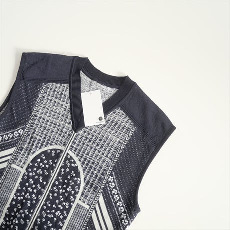 2021AW / Mame Kurogouch / Osmanthus Motif Jacquard Knitted Vest金木犀 / MM21FW-KN045 / 2412-0107