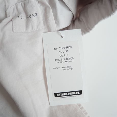 2024SS・人気完売品 / 未使用 / TOUJOURS / Easy Field Trousers  / TM40EP03 / 2409-0690