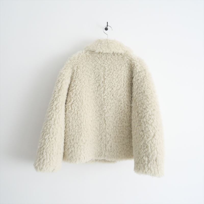 【新品未使用】☆three dots☆エコペルファー ショートコート　アイボリー three dots(スリードッツ)｜エコペルファーショートコート/アイボリー