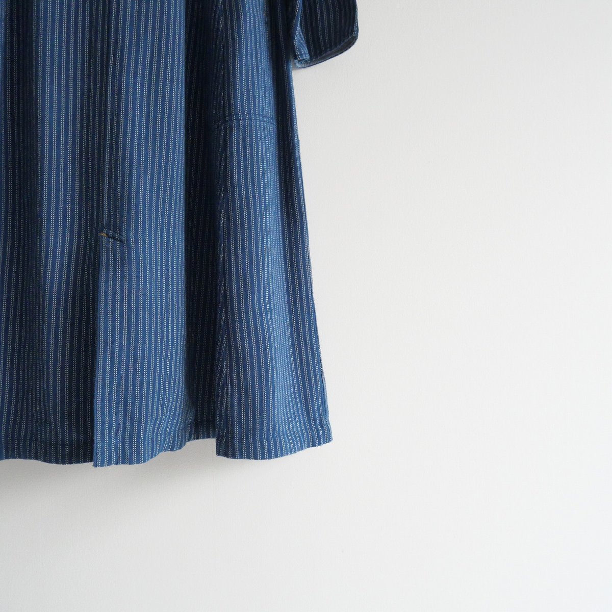 本日価格変更45R 藍インドネルチェックのカシュクールドレス