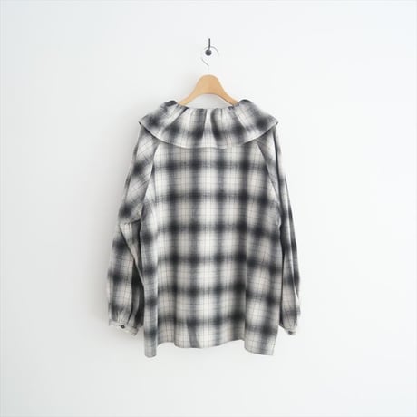 2024AW / 未使用 / IENA / BLACK フリルチェックブラウス / 24051900903040 / 2509-2027