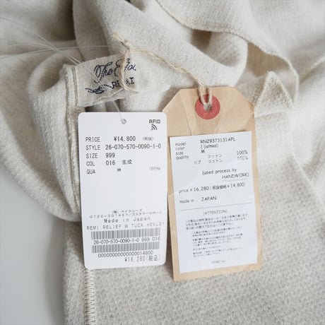 2026SS今季・人気完売品 / 未使用 / L'Appartement別注 / REMI RELIEF W TUCK HENLEY NECK LONGSLEEVE TEE  / 2604-1299