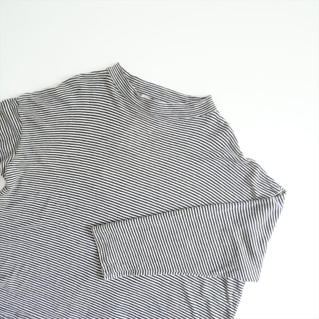 未使用 / Vlas Blomme / Linen 天竺 Narrow Border モックネック長袖Tシャツ / 12113073 / 2406-0813