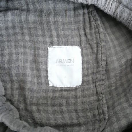2023SS / ARMEN / DOUBLE GAUZE OVER DYED CHECK GATHERED EASY PANTS / INAM2251DGD / 2311-0694