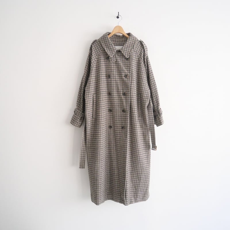 2021 / willfully / check wool trench long coat ...