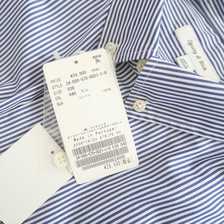 2024・人気完売品 / 未使用 / L'Appartement購入品 / SPORTY&RICH / STRIPE SHIRT / 24050570002110 / 2409-0838