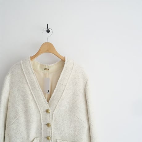 2022AW / DEUXIEME CLASSE / TWEED カーディガンジャケット WHT(DEU) / 22010500408030 / 2402-0786