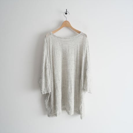 2023SS / Y’s / LINEN POLYESTER WRINKLED PLAIN STITCH ROUND NECK BIG T / YZ-T09-360 / 2311-1194