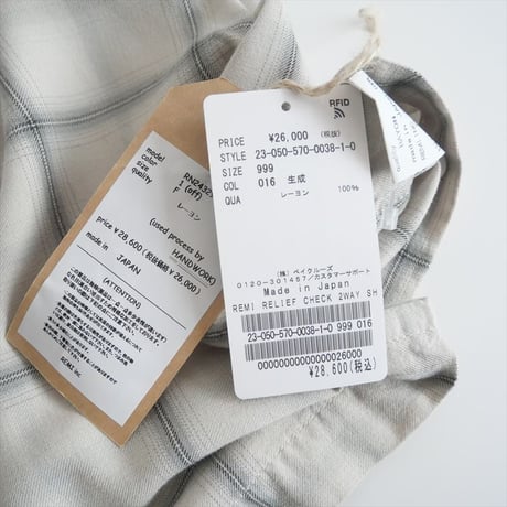 2023・人気完売品 / L'Appartement別注 / REMI RELIEF / CHECK 2WAY SHIRT / 23050570003810 / 2411-0710