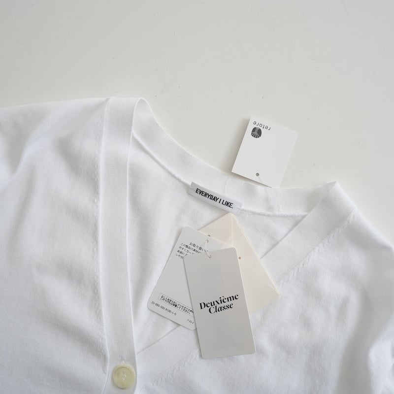 Deuxieme Classe ICE Vネックカーディガン白