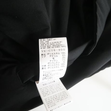 〇2022AW / Y’s / POLYESTER PADDED TYPEWRITER RIB LONG COAT / YE-C16-900 / 2507-1300