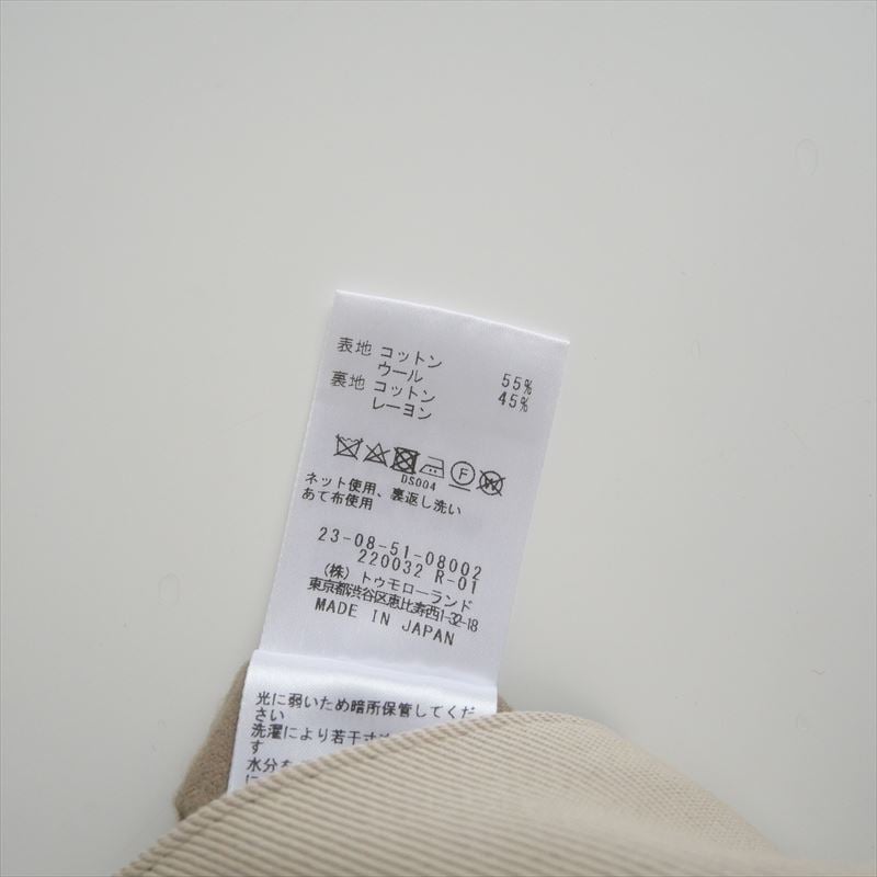 ギャルリーヴィー　コットンウールギャバジンカラーレスショートコート TOMORROWLAND｜コットンウールギャバジン カラーレスショート