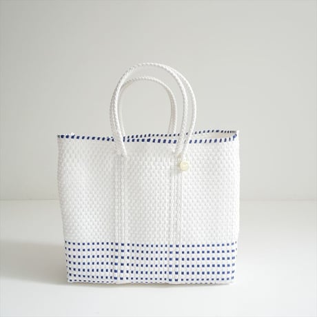2026SS今季・人気完売品 Letra MERCADO BAG - HALF CHECK - White / Navy (S) 2606-0189