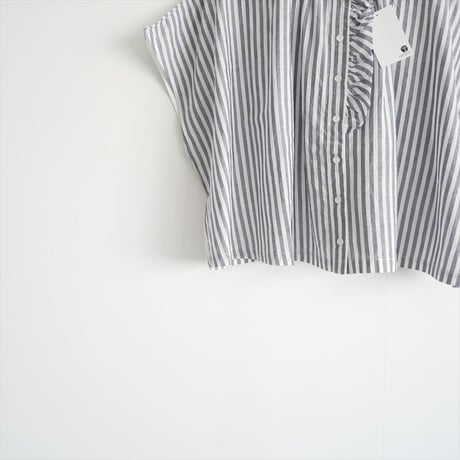 未使用 / nest Robe / コットンリネンストライプ ショートブラウス / 01222-1209 / 2512-1182
