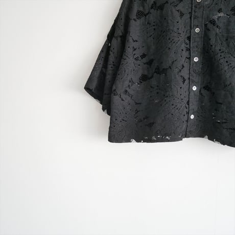 2025SS・人気完売品 / SACRA / LEAF RASCHEL LACE CROPPED SHIRT / 125214071 / 2510-0248
