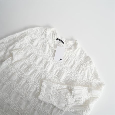 2024AW今季 / mizuiro ind / シアー柄編みクルーネックロングTシャツ / 3-210022 / 2411-1783