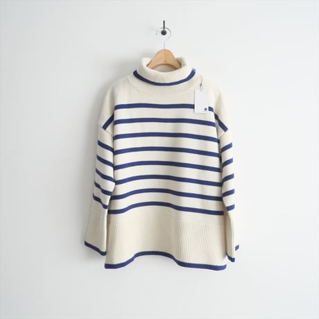 2023AW / Cloth&Cross / パネルボーダーボックス タートルネックセーター / HG-L890 / 2406-0067