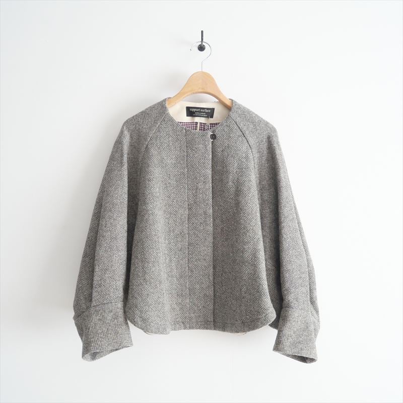 〇2023AW / support surface / ツイードノーカラージャケット