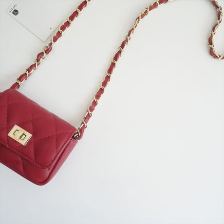 未使用 / AULENTTI / ミニキルティングレザーチェーンBAG / DI-2971-SA / 2505-0640