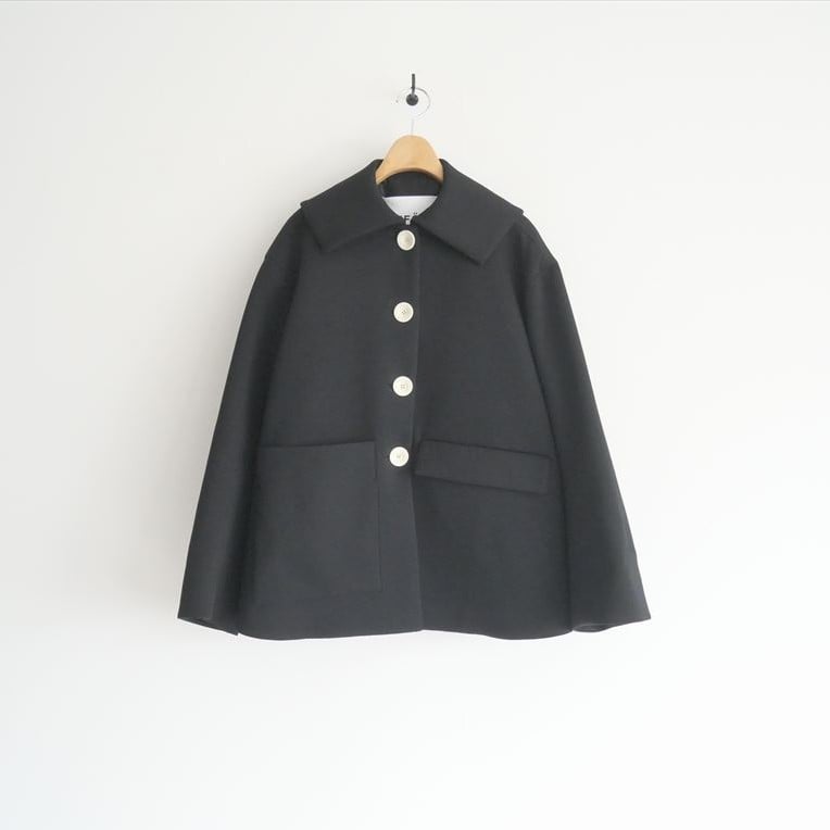 enfold FLAT-COLLAR SILHOUETTE COATエンフォルド ENFOLD エンフォルド 24SS ブラック FLAT-COLLAR SILHOUETTE