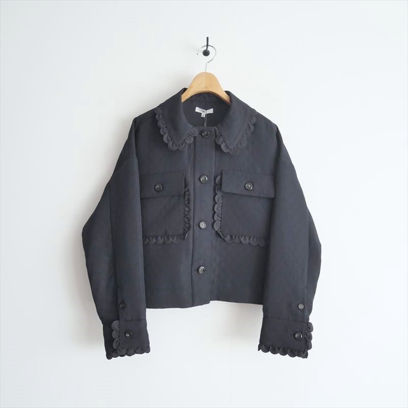 新品タグ付 yori スカラップショートジャケット ネイビー 38