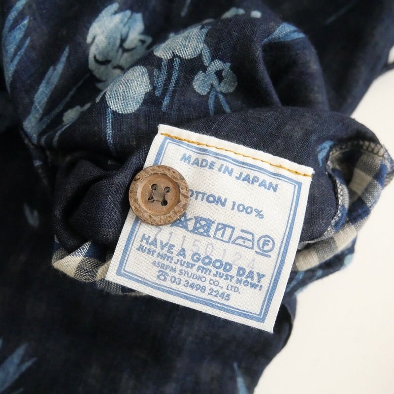 45R 45rpm 二重織のカントリーフラワードレス インディゴ