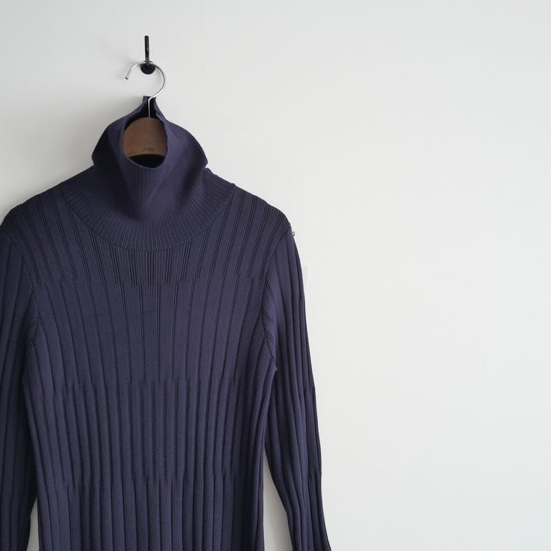 2020AW / NOBLE / ハリヌキシャドーボーダーニットフレアワンピース  