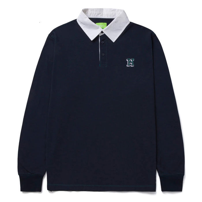 HUF Longden Long Sleeve Polo ハフ ポロシャツ ラガーシャツ 長袖シャツ NAVY HUF256