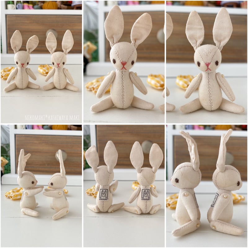 ミニチビうさぎのぬいぐるみ③（お花・パンツの型紙・巾着付き