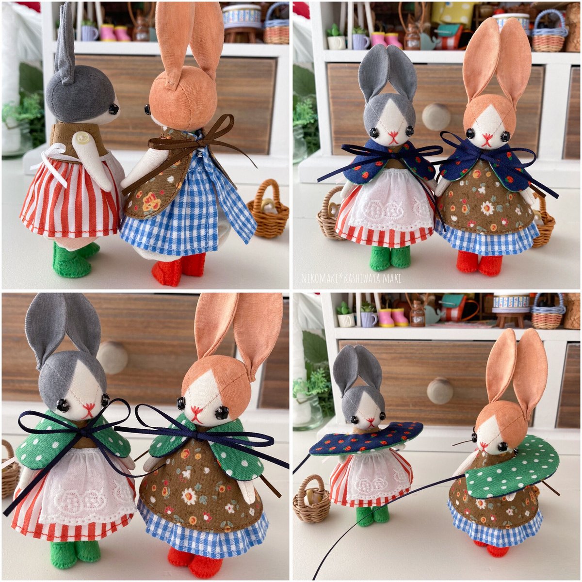 グレーのはちわれカラーのチビうさぎ | nikomaki*nuigurumi store