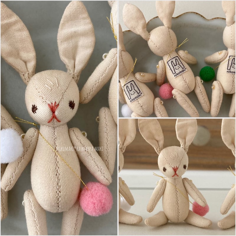 ミニチビうさぎのぬいぐるみ②(パンツの型紙と巾着付き ミニチビうさぎのぬいぐるみ②(パンツの型紙と巾着付き