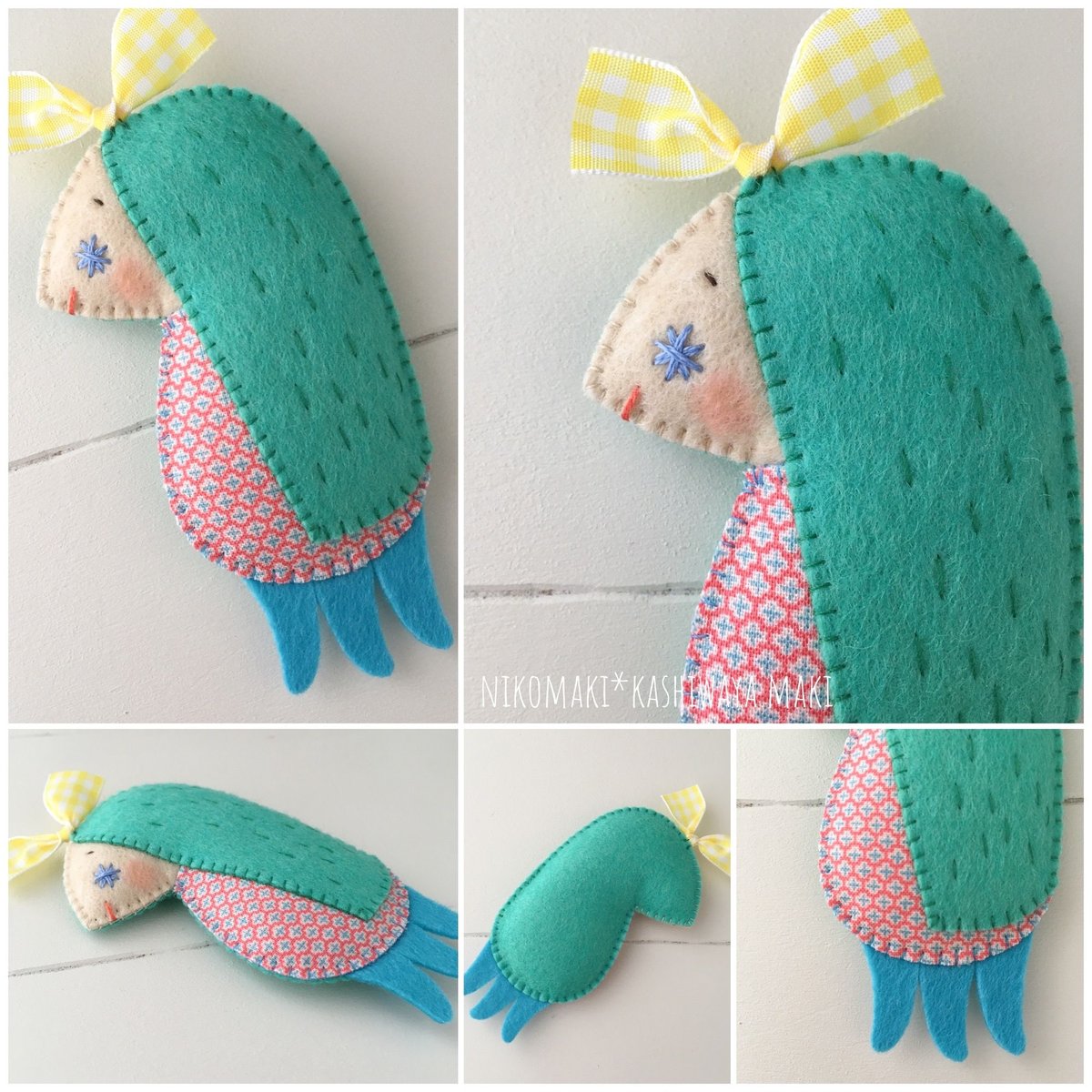 フェルトのアマビエマスコットの型紙 / Felt Amabie ornament patter