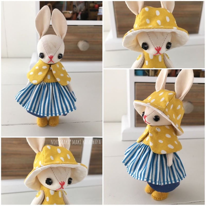 チューリップハットのチビうさぎ/黄色ドットの前髪ちゃん | nikomaki