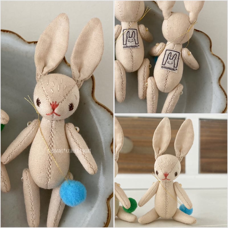 ミニチビうさぎのぬいぐるみ②（パンツの型紙と巾着付き） | nikomaki