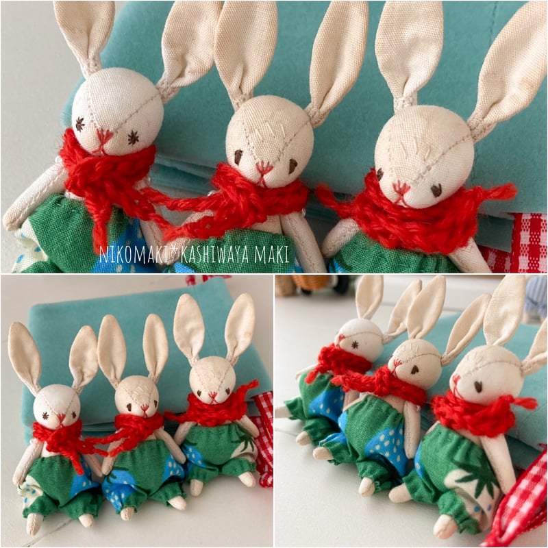マフラーミニチビうさぎのぬいぐるみ | nikomaki*nuigurumi store