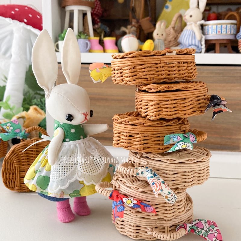 新品　ミニチュア　丸籠　3種類　全部違う素材　セットのみ　バスケット 新品 ミニチュア 丸籠 3種類 全部違う素材 セットのみ バスケット