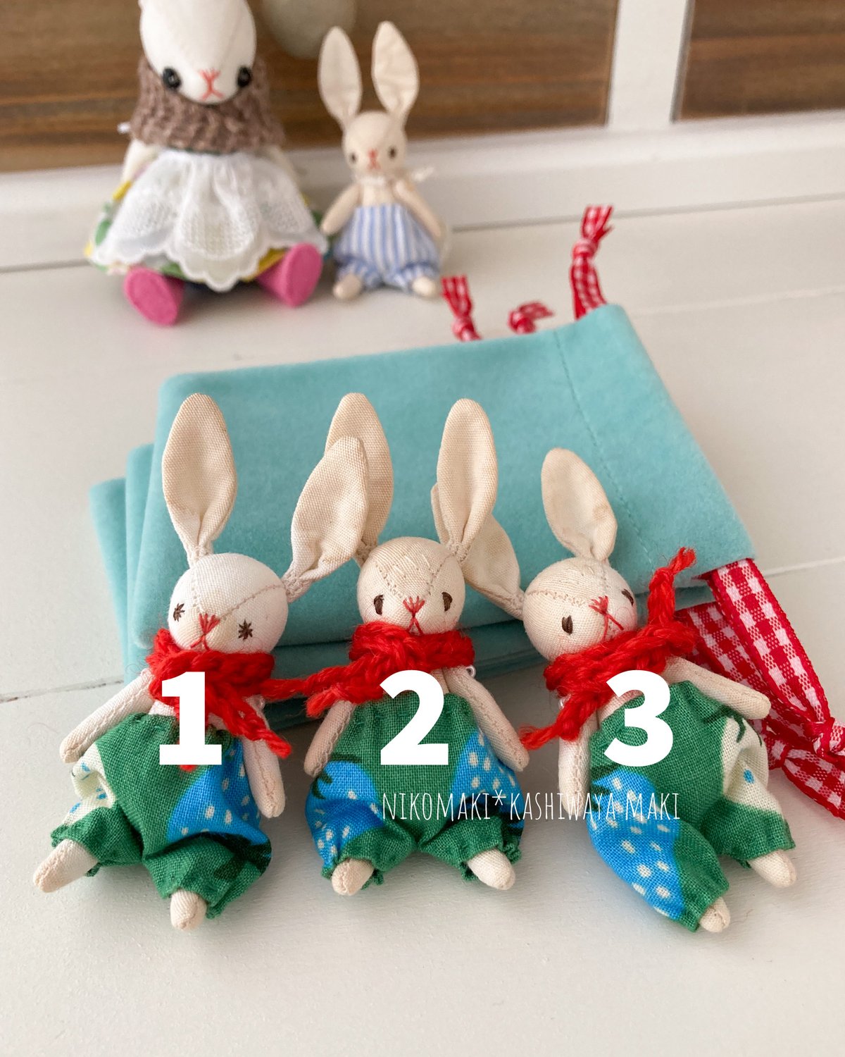 ほっこりマフラー＆ミトン　コリラックマうさぎ LuckyDeerNai おやすみうさぎ泡芙小兔 マフラー付き茶色の子