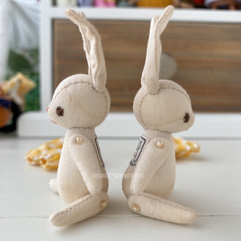 ミニチビうさぎのぬいぐるみ③（お花・パンツの型紙・巾着付き