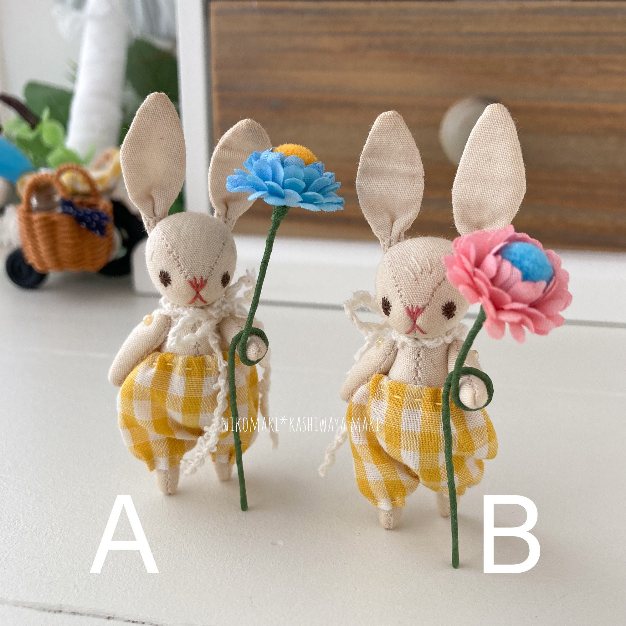 ハンドメイド ぬいぐるみ うさぎ 花飾り うさぎ ふわふわ 抱き ぐるみ