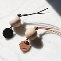 Leather wooden ball keyring