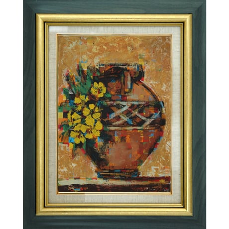 絵画 油絵 uF6-060603 静物（花瓶、壺 ） 絵画油絵uF6-060603