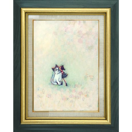 絵画　油絵　uF6-050320　可愛い子猫と女の子 絵画 油絵 uF6-050320 可愛い子猫と女の子