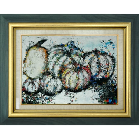 絵画　インテリア　 油絵　uF6-061303　静物（かぼちゃ） 絵画インテリア 油絵uF6-061303静物（かぼちゃ）