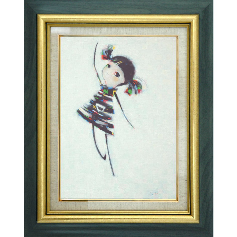 絵画 インテリア絵額付(黒）油絵F6-G252023風景 祈り希望奇跡