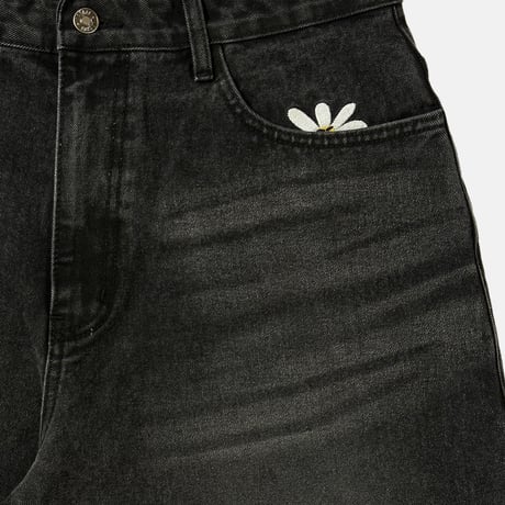 Smart Daisy Cat Brush Baggy Jeans (Black)