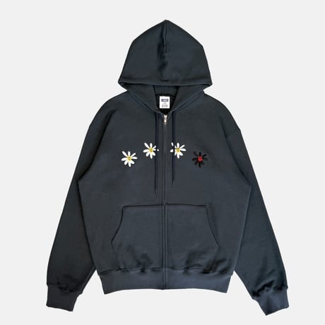 Daisies Terry Zip Up Hoodie (Midnight) | Labros Daisies Terry Zip Up Hoodie (Midnight) | Labros